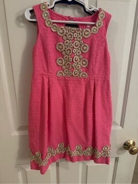 Lilly Pulitzer Girls' Pink with Gold Dress size 8